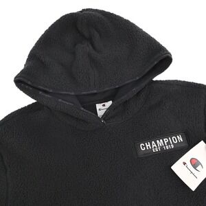 NEW Champion Shearling Sherpa  Mens Small Black Hoodie Sweatshirt NEW MSRP $75